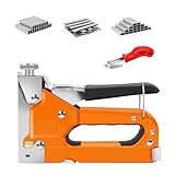 Handtacker Set, 3 in 1 Leistungsstarker Holztacker mit 3000 Klammern, Regulierbarer Schusskraft, Tackerpistole für Tischlerei, Dekoration, Kabelbefestigung, Inkl Klammerentferner