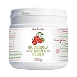 BIO Acerola Vitamin C Pulver - 250 g - 1000 mg pro Messlöffel - aus Frankreich - vegan - laborgeprüft - Hochdosiert