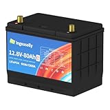 Autobatterie 80Ah LiFePO4 12V Start Stop Starterbatterie, CCA1300 Kfz Batterie, Pkw Batterie Starterbatterien Lithium-Eisenphosphat Battery tiefe Zyklus Grade A Zelle Auto Batterien (Left +, Right -)