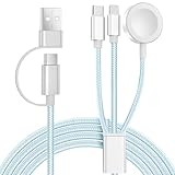 Verbessertes 3-in-2-USB-C-Kabel für Apple Watch, Multi-Ladegerät, iPhone-Schnellladekabel, 122 cm, USB+C-Ladekabel, kompatibel mit iWatch Ultra/SE/10-1, iPhone 16/15/14/13/12/11, Galaxy S23 und mehr