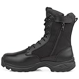 LUDEY Militärstiefel Herren Gemütlich Einsatzstiefel Kampfstiefel Wasserdichte Schwarze Tactical Boots Armeestiefel mit seitlichem YKK-Reißverschluss Modell-928-43EU