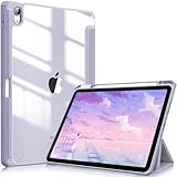 Fintie Hybrid Hülle für iPad Air 11 Zoll M3 2025/ M2 2024, iPad Air 5/4 Gen (2022/2020) 10,9 Zoll mit Stifthalter - Stoßfeste Schutzhülle mit transparenter Hartschale auf der Rückseite, Pastellviolett
