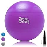 Jung & Durstig Original Gymnastikball inkl. Luftpumpe | Yoga Ball BPA-Frei | Pilates Ball bis 150 kg belastbar | Sitzball 65 cm | 75 cm | Fitnessball für zu Hause | Trainingsball Lila