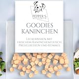 Goodies Kaninchen - Belohnung mit frischem Kaninchenfleisch, Carob und Kümmel TrainingsLeckerli/Kausnack mit einen unwiderstehlichen Geschmack und zahlreichen gesundheitlichen Vorteilen. (500g)