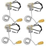 SHINEOFI 4 Stück Lichtdrahtschalter Schalterteil für Lampe Lichtzugschalter Badezimmerschalter-Zugschnur Kettenleuchte ziehen Leiser Lichtschalter mit Zugschnur Eisen Silver