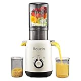 Rouzin Entsafter Slow Juicer mit 113mm Öffnung, Doppelfiltrations, Masticating Elektrische Saftpresse Entsafter Klein