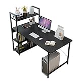 KAZUP Massivholz-Schreibtisch, Desktop-Computertisch mit Bücherregal, moderner, einfacher Arbeitstisch, PC-Laptop-Tisch, großer Spieltisch, Home-Office-Arbeitsplatz