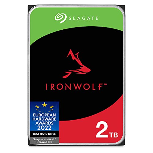 Seagate IronWolf 2 TB interne Festplatte NAS HDD, 3.5 Zoll, 5900 U/Min, 256 MB Cache, SATA 6 Gb/s, silber, inkl. 3 Jahre Rescue Service, Modellnr.: ST2000VNZ03