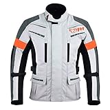 Jet Motorradjacke Herren Mit Protektoren Textil Wasserdicht Winddicht Silber Grau (XL (EU 52-54))