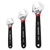 MAXPOWER Verstellbarer Schraubenschlüssel, 3-Teilig Rollgabelschlüssel Set Einmaulschlüssel Verstellbar Adjustable Wrench mit Weichem Griff (6'/150mm, 8'/200mm y 10'/250mm)