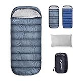 BISINNA Plus Size Wide Schlafsack für große Erwachsene, 3-4 Jahreszeiten Schlafsack Winter Outdoor Warmer Deckenschlafsack, XXL Camping Schlafsack beim Camping Trekking mit Kopfkissen