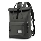TANTOMI Laptop Rucksack, Rucksack Laptop Tasche 15,6 Zoll, Rucksack Damen und Herren weit öffenbar, Rolltop Rucksack wasserdicht, Backpack Daypack für Schule, Fahrradfahren, Freizeit und Reise.