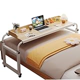 JXYQ Laptop Rolltisch fürs Bett, Überbetttisch mit Rollen, Breite verstellbar 120–210 cm, Medizinischer Rolltisch, Höhe verstellbar 65–95 cm, Betttisch für Laptop, Arbeit, Esszimmer