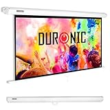 Duronic MPS100 16:9 WE Beamer Leinwand | 100 Zoll Projektor Leinwand | 16:9 Heimkino | Gain +1 Rolloleinwand für Wand oder Deckenmontage | 4K UHD, 3D, Full HD 1080p | Kompakte Projektionsleinwand Weiß