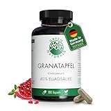 Granatapfel Extrakt (180 Kapseln á 650mg) mit 40% Ellagsäure - Deutsche Herstellung - 100% Vegan & Ohne Zusätze - Vorrat für 2 Monate