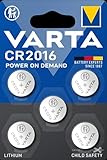 VARTA Batterien Knopfzellen CR2016, 5 Stück, Power on Demand, Lithium Coin, 3V, kindersichere Verpackung, für elektronische Kleingeräte - Autoschlüssel, Fernbedienungen, Waagen
