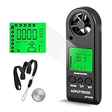 AOPUTTRIVER Windmesser Hand Digital LCD Wind Speed Meter Guages Air Flow Geschwindigkeit mit Hintergrundbeleuchtung messung Thermometer für Windsurfen Segeln Angeln etc