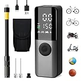 GPUTEK Elektrische Fahrradpumpe, Bike Pump 150PSI mit Digitales Druckmessgerät, Fahrradpumpen Elektrisch Aufladbar mit Ventilzubehör für Rennrad, Mountainbike, E-Bike, Motorrad
