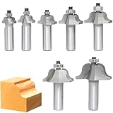 Akylin 7-teiliges Opial-Fräser-Bit-Set, 1/2-Zoll-Schaft, Hartmetall-Fräser für Holzprofilierung, Zierleisten, Kanten