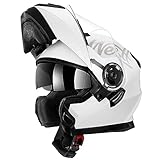 Westt Klapphelm Flip up Motorradhelm Integralhelm Herren Damen mit verstärktem Kinnschutz Chopper Moped Mofa Roller Modular Helm Motorrad mit ECE DOT Zertifizierung, weiß, L (59-60 cm)