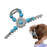-Haarklammern – Metall-Klauenclips für dickes Haar, rutschfest, Metall, Vintage-Stil, Blumenmuster, Maskerade-Kopfbedeckung