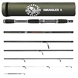 Rigged and Ready Smuggler 6 Reise-Angelrute und Koffer. Kompakte Rute mittlerer Länge von 7.3‘ (215 cm) mit 2 Spitzen zum Spinn- und allgemeinen Angeln. Für Fische bis 10 Pfund (5 kg)