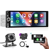 Hodozzy 1 Din Autoradio mit Wireless CarPlay/Android Auto, Stereo Bluetooth Freisprecheinrichtung 1 Din Bildschirm 6,86 Zoll IPS Touchscreen MirrorLink FM/EQ/AUX/USB/SWC/Type-C MP5 mit Kamera