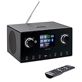 MEDION P85444 2.1 Internetradio mit Subwoofer (DAB+, UKW Radio, Spotify Connect, WLAN, Bluetooth, Streaming, Equalizer, Farbdisplay, USB, AUX, Wecker, Schlummerfunktion, Sleep Timer) schwarz