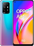 OPPO A94 5G Smartphone, 48 MP Vierfachkamera mit Ultra Nacht Video, 6,43 Zoll FHD+ AMOLED Display, 4.310 mAh Akku mit 30W VOOC 4.0 Schnellladen, 128 GB Speicher, 8 GB RAM, ColorOS 11.1, Cosmo Blue