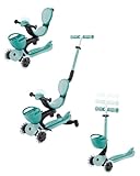 GLOBBER GO-UP Baby Lights 360° – Tretroller, Dreirad und Laufrad für Kinder – höhenverstellbares Kinderfahrzeug – 3rädrig bis 9 Jahre – Bunte LED-Leuchtrollen – Petrol-hellblau