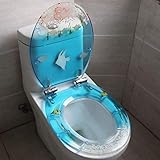 LYLXSF Toilettensitz Sea Fischtoilettendeckel mit verlangsamtem Harnstoffformaldehydharz, Ultra-resistenter Oberseite, Fester U/V/O-Form
