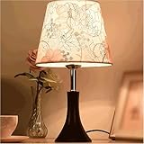 JYVDggKKW Eisen am Nachttisch Lampen Stofflampenschattenschild Lampe für Schlafzimmer Knopfschaltertisch Lampe Retro und Elegantes Leseschreibtisch Licht