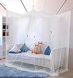 Moskitonetz Einzelbett 100x200x200cm mit 6 Aufhängepunkten m. Klebehaken - Mückennetz Bett für Einzelbett mit 1 Öffnung - Himmelbett Vorhang als Mückenschutz