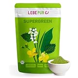 Lebepur BIO SUPER GREEN Pulver 500g - Pflanzenpulver mit Gerstengras, Weizengras, Spinat, Brennnessel, Grünkohl Chlorella und Spirulina - für Green Smoothie geeignet in Rohkostqualität