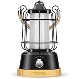 toptrek Campinglampe Aufladbar, Retro Camping Lampen mit 3 Lichtmodi Dimmbar, 400Lumen Camping Laterne IP44 Wasserdicht, Led Campinglampe Extra lange 80h Leuchtzeit für Camping Wandern Garten Notfall