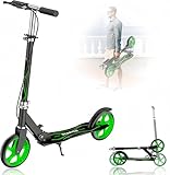 Cityroller Adults Scooter Höhenverstellbar, Tretroller für Erwachsene, Easy Maneuvering Aluminium Klappbarer City Roller with up to 100 kg Load Capacity A