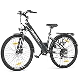 Touroll J1 ST 27,5 Zoll Trekking E-Bike Herren Damen, Elektrofahrrad mit 36V 15.6Ah Batterie für Lange Reichweite bis 100KM, 250W Heckmotor, Doppelscheibenbremse, 7-Gang Getriebe City E Bike