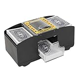 Kartenmischmaschine, Automatischer Kartenmischer, Kartenmischgerät, Geeignet für Familienkartenspiele, Poker und Blackjack Kartenspiele (21x8x9cm)-Schwarz
