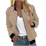 Damenmäntel, dünne Strickjacken für Damen, lässiges Oberteil, Reißverschlusstaschen, leicht, weich, einfarbig, Outwear, Frühling, Herbst, Mantel, 4#Khaki, 3XL