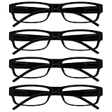 The Reading Glasses Company Die Lesebrille Unternehmen Schwarz Leicht Komfortables Leser Wert 4er-Pack Designer Stil Herren Frauen UVR4PK032 +2,00