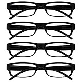 The Reading Glasses CompanyDie Lesebrille Unternehmen Schwarz Leicht Komfortables Leser Wert 4er-Pack Designer Stil Herren Frauen UVR4PK032 +1,50