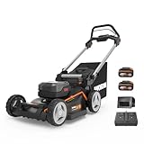 WORX WG748E NITRO Akku-Rasenmäher 40V(2x20V) - leistungsstarke bürstenloser Motor -46cm Schnittbreite - automatische Motorleistungsanpassung - 7 Schnitthöhenstufe - inkl. 2x4Ah Akkus & Dual-Ladengerät