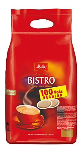 Melitta Gemahlener Röstkaffee in Kaffeepads, 100 Pads, mit feinster Crema, kräftig-aromatisch, Melitta Bistro regular, 100er Beutel, 700g