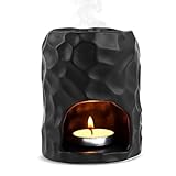 sudatong | Keramische duftlampe teelicht für ätherische Öle | minimalistisches Duftlicht | Aromalampe | hochwertige Duftlampe Teelicht | Öl- und Wachsdiffusor | duftöl Lampe.(Matt Schwarz)