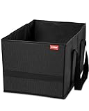 achilles Einkaufstasche faltbar, Smart-Box zum Einkaufen, Tragetasche, Aufbewahrungs-Organizer, Picknickkorb, Transportkiste, Tragekorb, Wieder verwendbare Einkaufsbox, schwarz, 37 cm x 23 cm x 21 cm