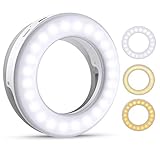 Criacr Selfie Licht, Ringlicht Handy, 40 LED Ringleuchte mit 3 Stuff Helligkeit, USB Wiederaufladbar Selfie Ring Licht, für Alle Handy/Tablet/Laptop und Fotos