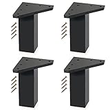 Kukicu Möbelfüße - Beine für Möbel - 4er Set – Farbe: Schwarz - Vierkant-Profil: 40 x 40 mm - Schrauben Inklusive (4 Stück, Höhe: 10 cm)