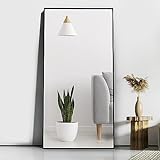 CASSILANDO 165x60cm Standspiegel, Boden großer Spiegel, stehender Spiegel, gegen Wand für Schlafzimmer, Verkleidung und an der Wand befestigter dünner Rahmen Spiegel, Schwarz