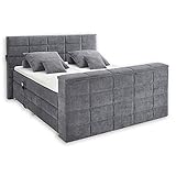 Stella Trading DENVER 6 Boxspringbett 180x200 elektrisch verstellbar, Anthrazit - Bequemes Doppelbett mit motorisierter TV-Halterung - 202 x 123 x 240 cm (B/H/T)