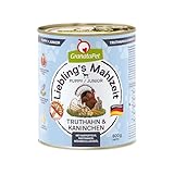 GranataPet Liebling's Mahlzeit Truthahn & Kaninchen Junior, Nassfutter für Hunde, Hundefutter ohne Getreide & ohne Zuckerzusätze, Alleinfuttermittel, 6 x 800 g